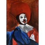 DAVID MCGEE (American b. 1962) A PAINTING, "Velasquez Man in White Face," oil on paper, signed U/