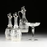 A GROUP OF FOUR BRILLIANT CLEAR CUT CRYSTAL TABLE WARES, CIRCA 1880-1920, comprising a pair of