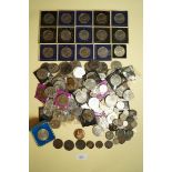 A toolbox of mainly commemoratives - approx 100 plus pre-decimal sixpences and a quantity of scrap