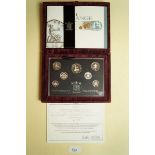 A Royal Mint issue 25th Anniversary Silver Proof collection of decimal currency of seven coins in