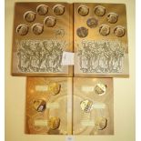 Two Windsor Mint presentation folders for (A) Tiara Papalis (popes) with 3 medallions of popes: Pius