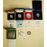 A quantity of silver coins and commemoratives Royal Mint Issue including Piedfort twenty pence
