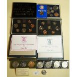 A miscellaneous quantity of coin sets and commemoratives including Royal Mint Proof Collections: