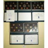 Five Royal Mint Issue United Kingdom Proof Coin Collections - dates include: 1990, 1991, 1992,