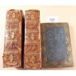 Three small leather bound antiquarian books:- The Iliad, Odyssey and Des Rosiers C.1817