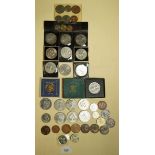 A quantity of coinage including pre-decimal set 1953 farthing through to halfcrown, pennies, NHS