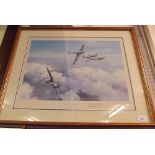 Robert Taylor - a print of a Hurricane signed by Bob Stanford Tuck 33 x 46cm