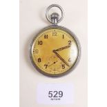 A military silver plated pocket watch - marked GS/TP