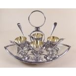 A Joseph Rogers silver plated eggcup stand