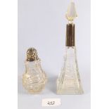 Two cut glass and silver topped scent bottles