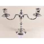 A cast silver candelabrum by C J Vander, 22cm tall - London 1978 - 650g