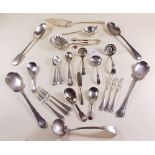 A group of silver plated cutlery