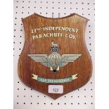 A 22nd Independant Parachute Company wooden painted shield 'The Pathfinders' - boxed