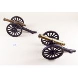 Two old brass and iron canons - 21cm long