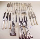 A silver plated cutlery set by Osbourne comprising six dinner forks, six dessert forks and spoons,