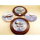Three Coalport plates 'Flight Through The Clouds', 'Dawn Patrol' and 'Evening Sortie', plus two