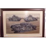 GH Davis - cut away drawing of three tanks: Grant, Sherman and Churchill - done for the