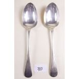 A pair of silver tablespoons, Sheffield 1926, 150g