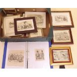 A box of engravings and pictures framed and unframed