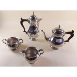 A four piece silver plated on copper tea and coffee set