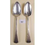 A pair of silver tablespoons London 1806, 187g