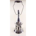 A silver plated table lamp on figurative supports - 50cm
