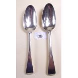 A pair of George III silver tablespoons - London hallmark, 124g