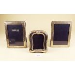 Three silver photograph frames - 15 x 12cm approx and 12 x 10cm