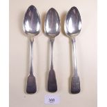 A pair of silver tablespoons Exeter 1825 and a silver table spoon 191g