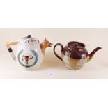 A Doulton stoneware teapot and a fox hunting novelty teapot