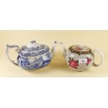 A Spode Italian teapot and a Burleighware floral teapot