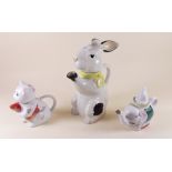 A Woods Rabbit form teapot and two other novelty teapots