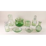 A collection of green glass