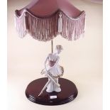 A Capodimonte ballerina table lamp with shade