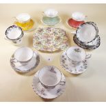 A collection of ten cups and saucers of various makes including Royal Doulton, Royal Albert and