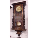 A 19th century Vienna style wall clock with architectural mahogany case