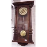 A 19th century mahogany Vienna style wall clock 93cms tall