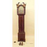 A 19th century eight day mahogany longcase clock with swan neck pediment and satinwood blind