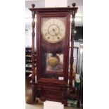 A 19th mahogany cased wall clock with carved decoration a/f