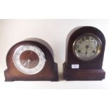 An early 20th century American Waterbury 8 day wooden cased striking clock, and one other mantel