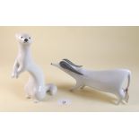 A Royal Dux porcelain bull and a Lomonosov stoat