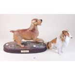 A Royal Doulton 'The Spaniel' on plinth, and a USSR Collie dog