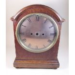 A Victorian oak cased bracket clock with twin fusee movement in state of partial renovation but