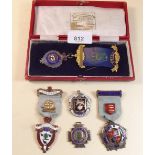 A silver gilt Buffalo Society medal and various masonic medals