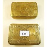 Two WWI Princess Mary Christmas tins - empty