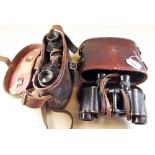 Two leather cased WWI binoculars, A Kershaw and Sons Ltd, dated 1918, and Etable 'AFSA' Paris,