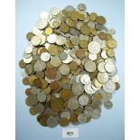 A quantity of world coins 20th century examples: France, Germany, Italy, USA etc. approx 2 kilos -