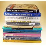 A box of books on fighters and bombers. Spitfire, Aircraft of WW2, Jane's Fighting Aircraft, USA