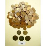 A quantity of coins/tokens including: copper/bronze halfpennies, William and Mary 1694, George III