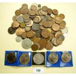 A quantity of mainly pre-decimal British coinage, farthings through to halfcrowns (some silver